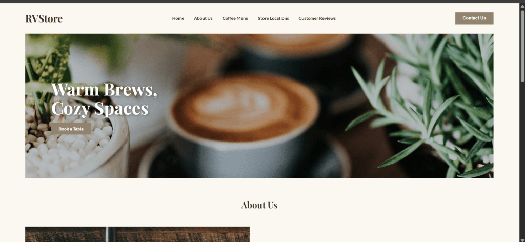 Landing Page Cafe